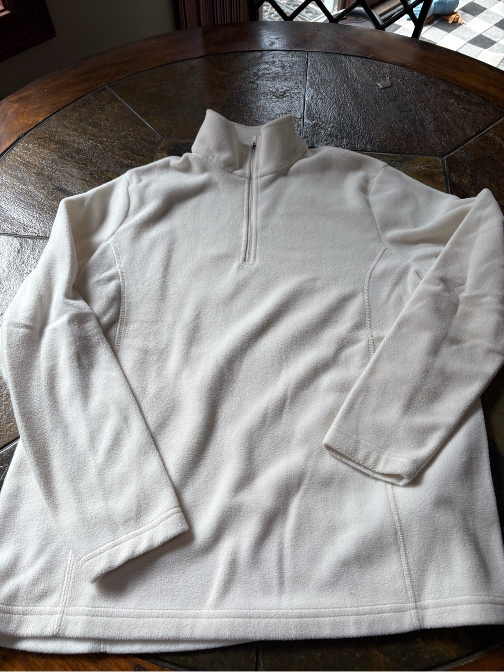Lands' End Cream Half-Zip Fleece Pullover